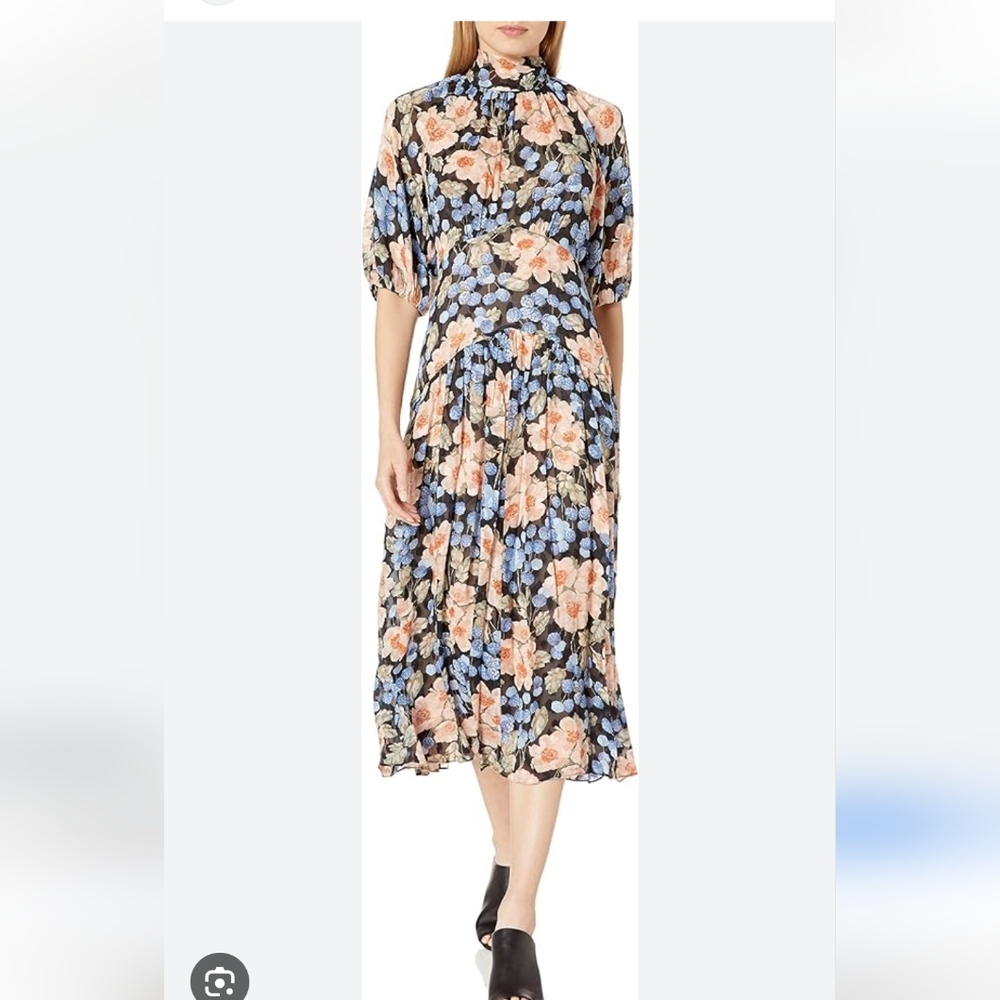 Rebecca Taylor Blush Rose Tie Neck Dress Size 2 NWT